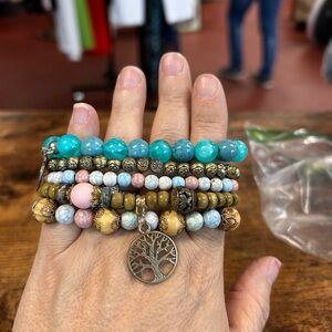 Source Unknown Turquoise and Earth Tone Bracelet Set